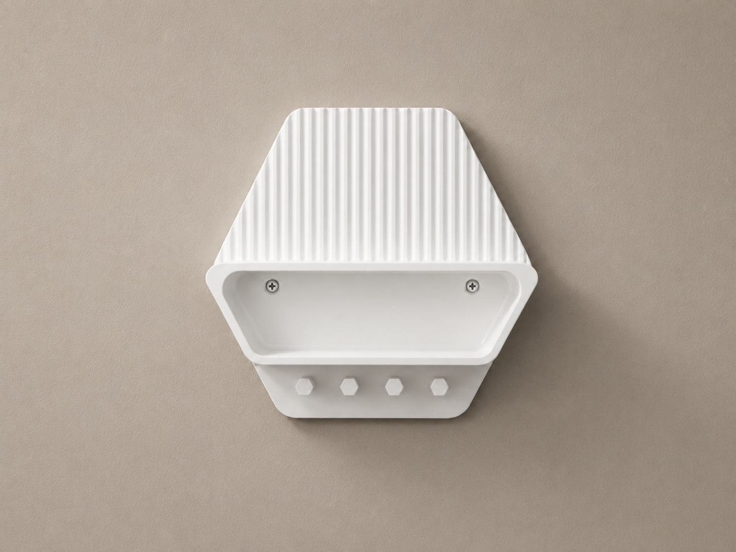 Sentinel Wall Valet - Hexagon Entryway Organizer with 4 Key Hooks, 3D Printed