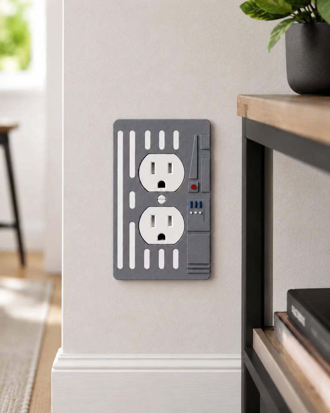 Sci-Fi Space Station Outlet Cover Wall Plate — Gaming & Bedroom Decor