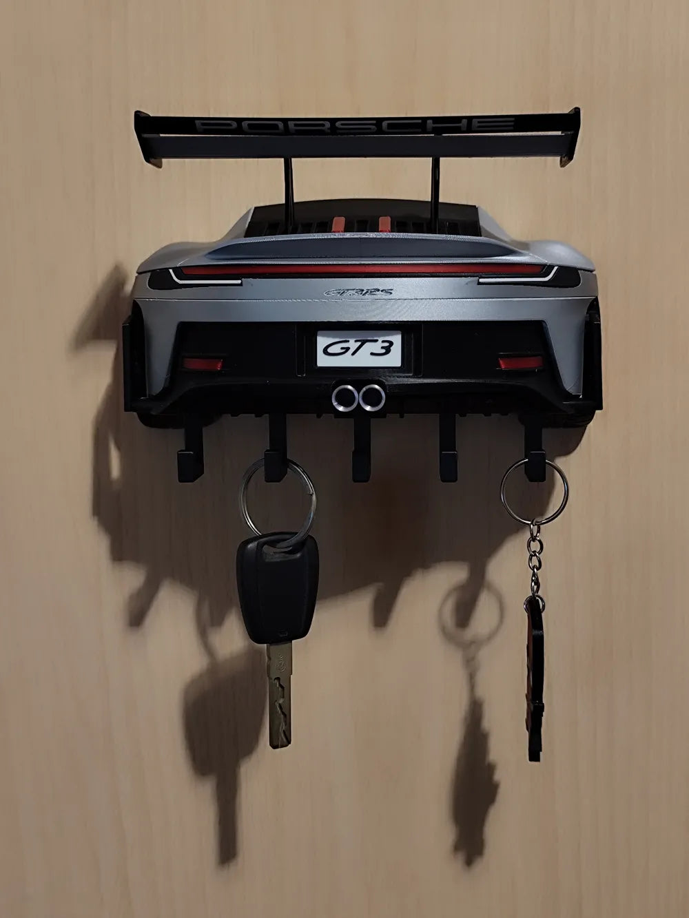Porsche Sports Car Wall Mount Key Holder – GT3 Style Garage Decor, Car Key Organizer, Automotive Wall Art, Racing Gift, Man Cave Decor
