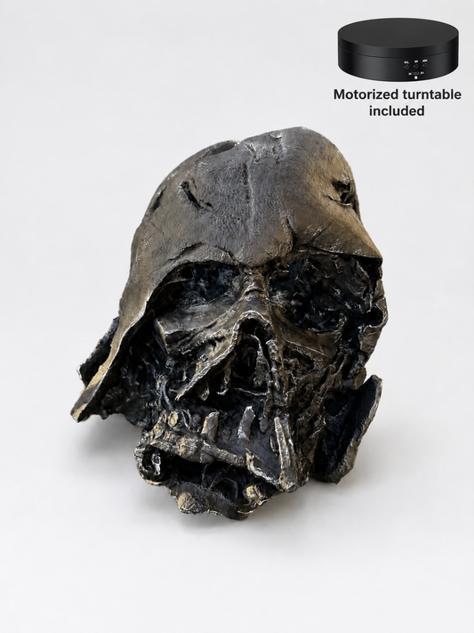 Darth Vader Melted Helmet 1:1 Scale Prop | Star Wars | Turntable Included