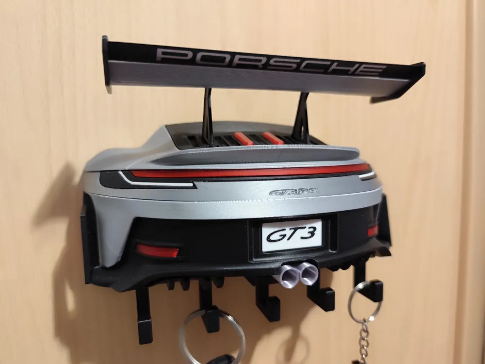 Porsche Sports Car Wall Mount Key Holder – GT3 Style Garage Decor, Car Key Organizer, Automotive Wall Art, Racing Gift, Man Cave Decor