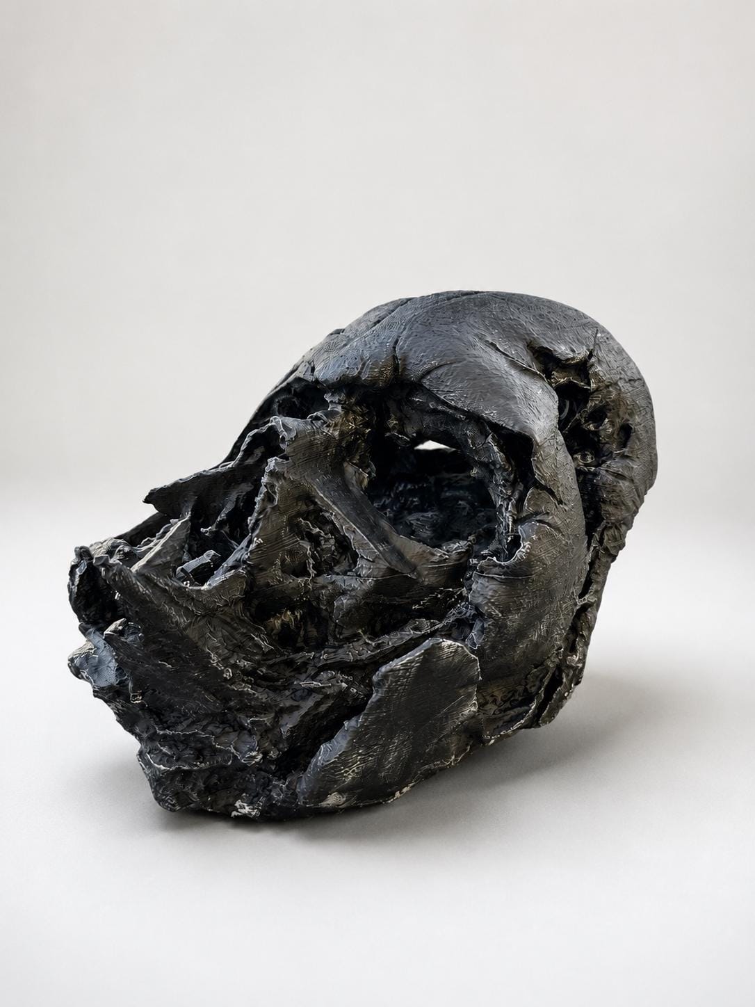 Battle-Damaged Villain Helmet — 1:1 Scale Display Prop | 3D Printed, Rotating Turntable Included | Made to Order