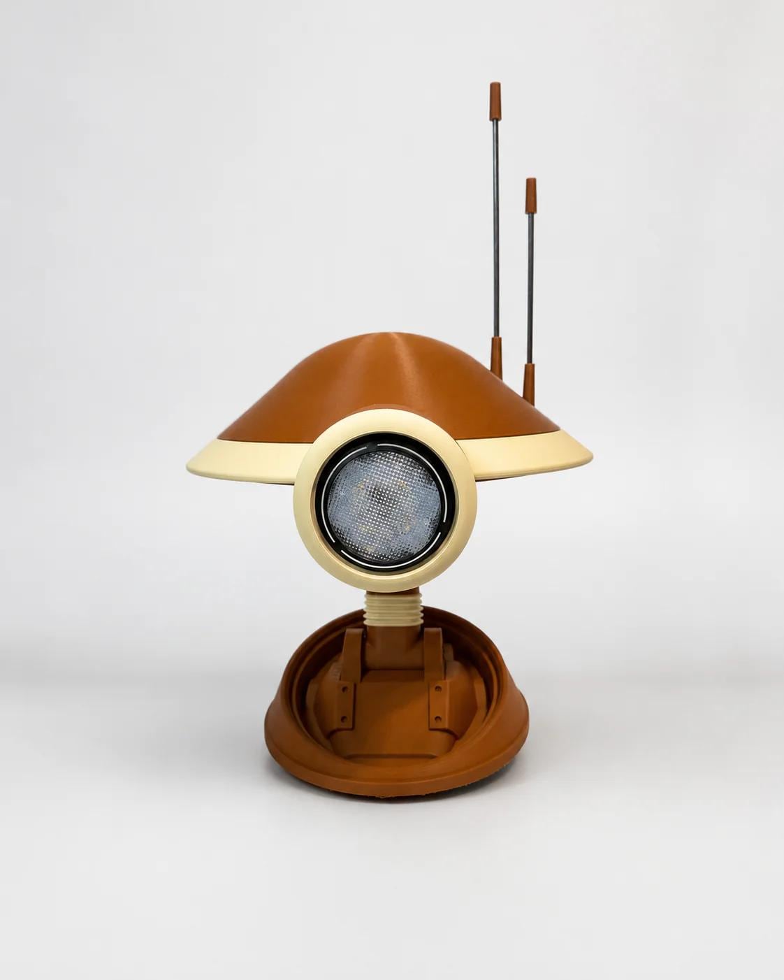 Articulated Maintenance Droid Head — Life-Size LED Eye Display with Poseable Neck & Display Base
